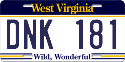 WV license plate DNK181