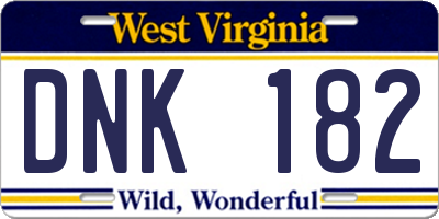 WV license plate DNK182