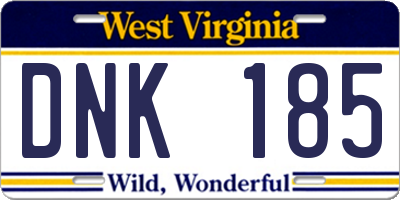 WV license plate DNK185