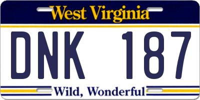 WV license plate DNK187