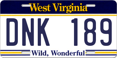 WV license plate DNK189