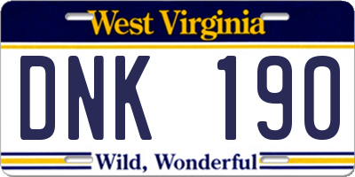 WV license plate DNK190