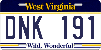 WV license plate DNK191