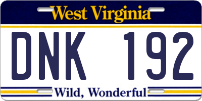 WV license plate DNK192