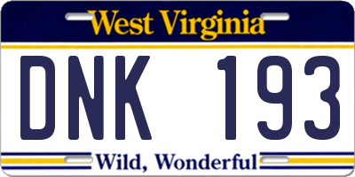 WV license plate DNK193