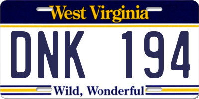 WV license plate DNK194