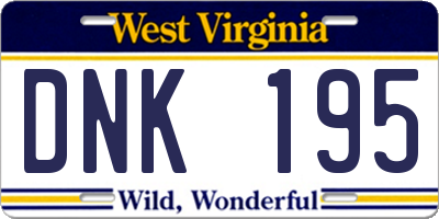 WV license plate DNK195