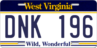 WV license plate DNK196