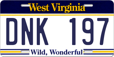 WV license plate DNK197