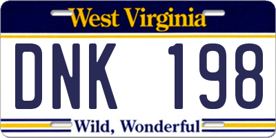 WV license plate DNK198