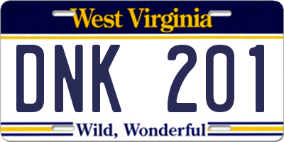 WV license plate DNK201