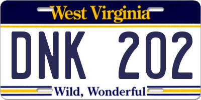 WV license plate DNK202