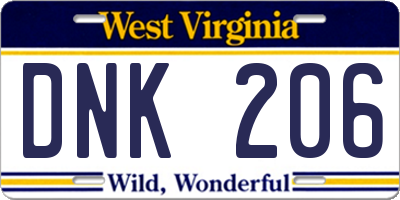 WV license plate DNK206