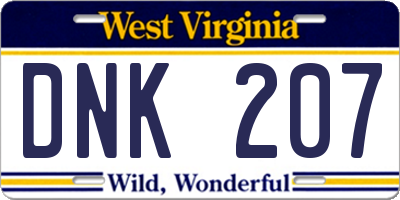 WV license plate DNK207