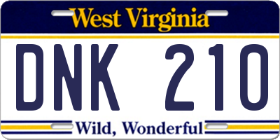 WV license plate DNK210
