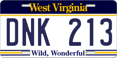 WV license plate DNK213