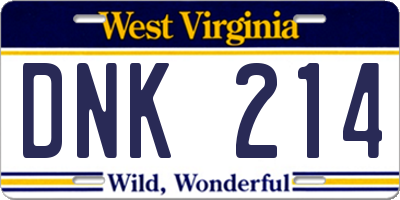 WV license plate DNK214