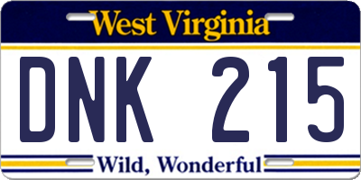 WV license plate DNK215