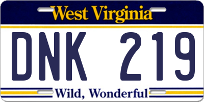 WV license plate DNK219