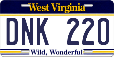 WV license plate DNK220