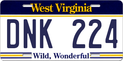 WV license plate DNK224
