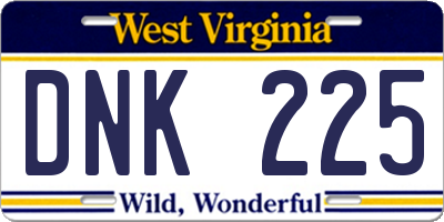 WV license plate DNK225