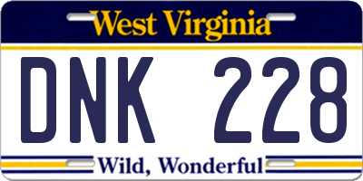 WV license plate DNK228