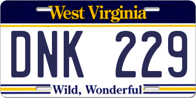 WV license plate DNK229