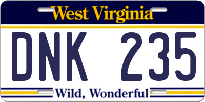 WV license plate DNK235