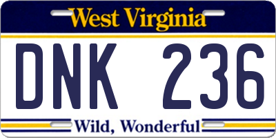 WV license plate DNK236