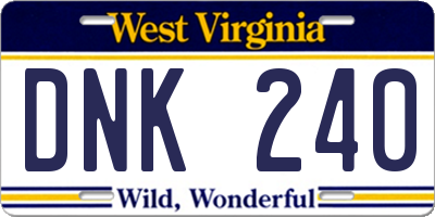WV license plate DNK240