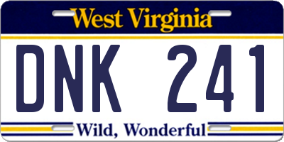 WV license plate DNK241