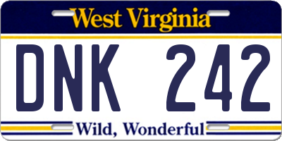 WV license plate DNK242