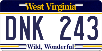 WV license plate DNK243