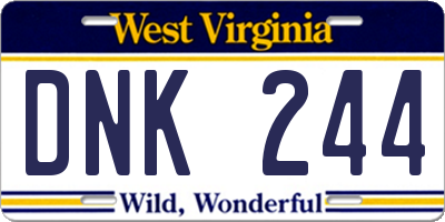 WV license plate DNK244