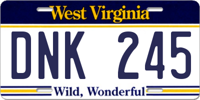 WV license plate DNK245
