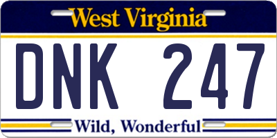 WV license plate DNK247