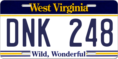 WV license plate DNK248