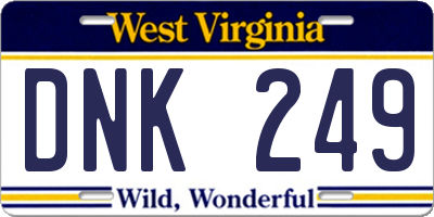 WV license plate DNK249