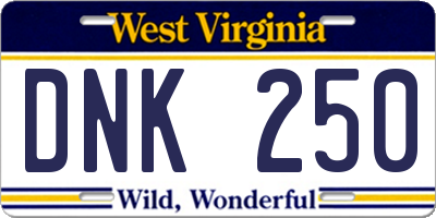 WV license plate DNK250