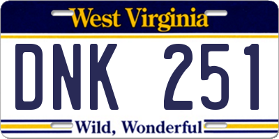 WV license plate DNK251