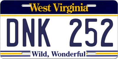 WV license plate DNK252