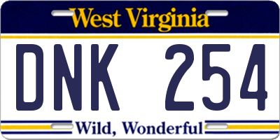 WV license plate DNK254