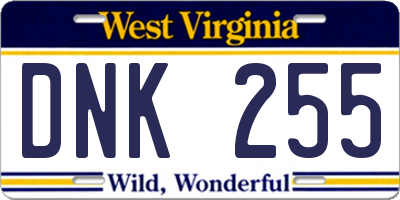 WV license plate DNK255