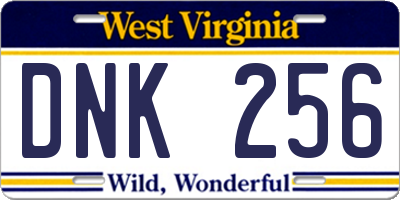 WV license plate DNK256