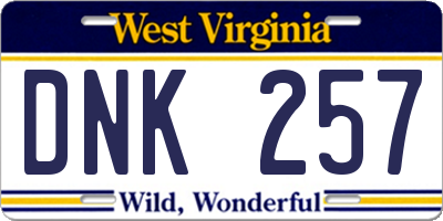 WV license plate DNK257
