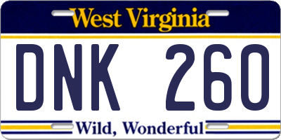 WV license plate DNK260