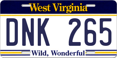 WV license plate DNK265