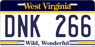 WV license plate DNK266