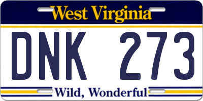 WV license plate DNK273